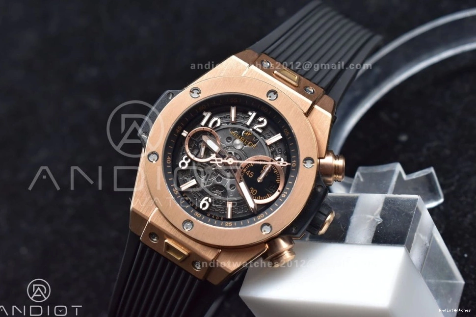 Strap GoodFit ZF Bang Edition Rubber RG Best Hublot 904 Big Dial on Skeleton Unico Black 1:1 A 0420